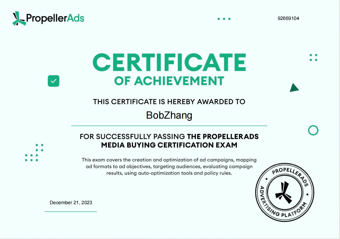 Did you pass the PropellerAds Media Buyer Certification affLIFT