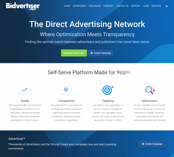 BidVertiser Direct Ads and Pops